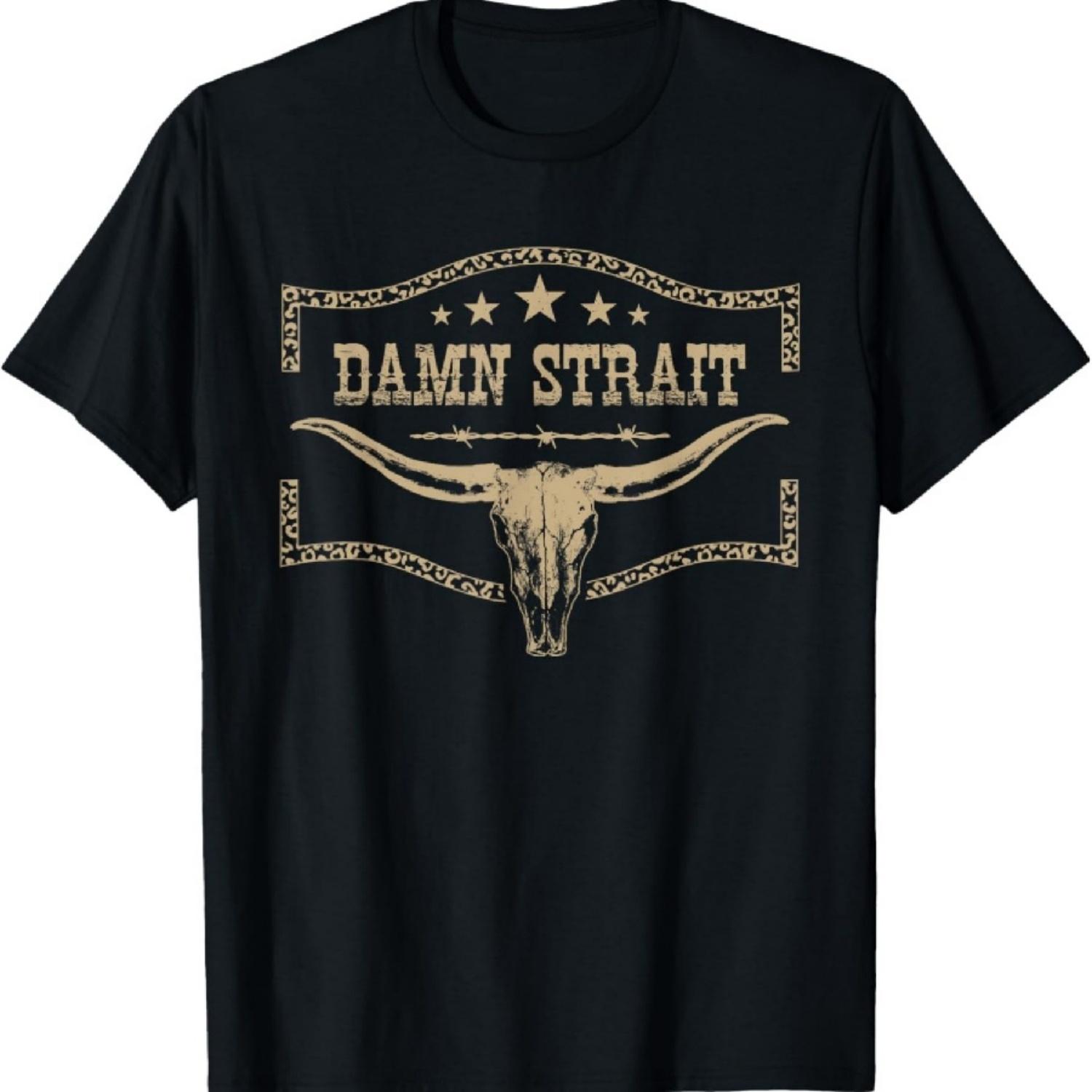 

Damn Strait Name Bull Skull Country Cowboy Western Graphic T-Shirt XXXXXL чёрный