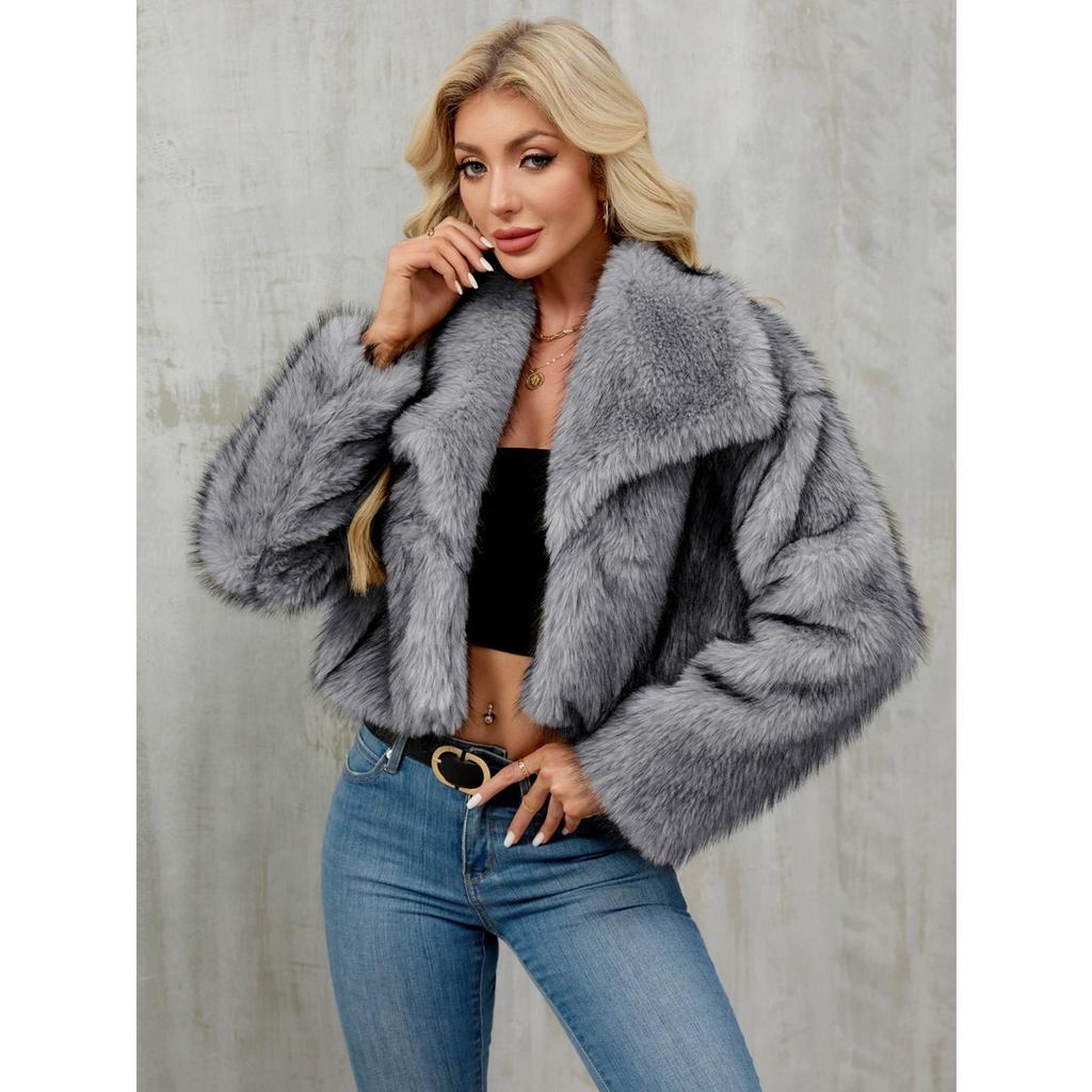 Women's Autumn and Winter New Imitation Fur Jacket Top, Women's Artificial Fur Short Plush Jacket