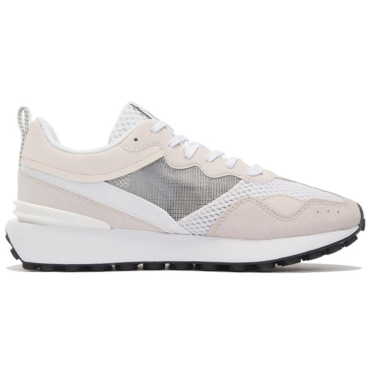 New LiNing Fangyuan Classic Cushioning Anti Slip And Wear Resistant Low Top Sports Casual Shoes Women's White Sand Gray AGCS018-1