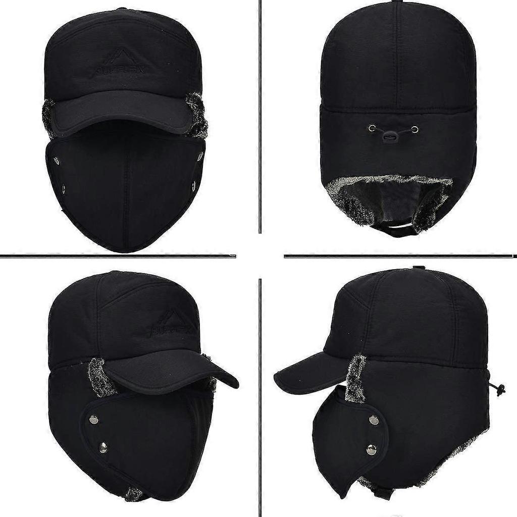 Men's Winter Aviator Hat Trapper Hat Windproof Warm Winter Hat With Ear Flaps Men's Baseball Cap Peaked Hat For Snowboarding Skating Cycling