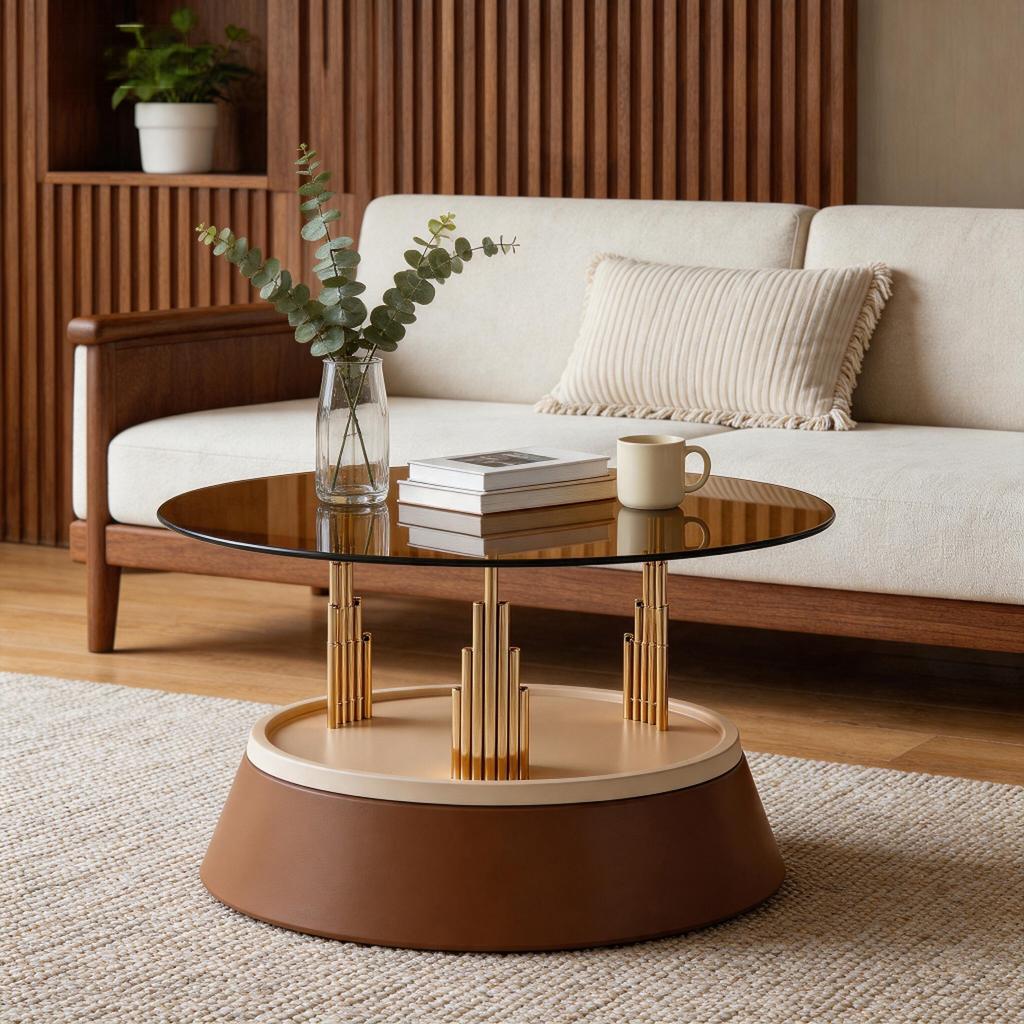 2-Piece coffee table set with glass top – modern nesting design living room table, tempered glass, metal frame, space-saving, approx. dimensions