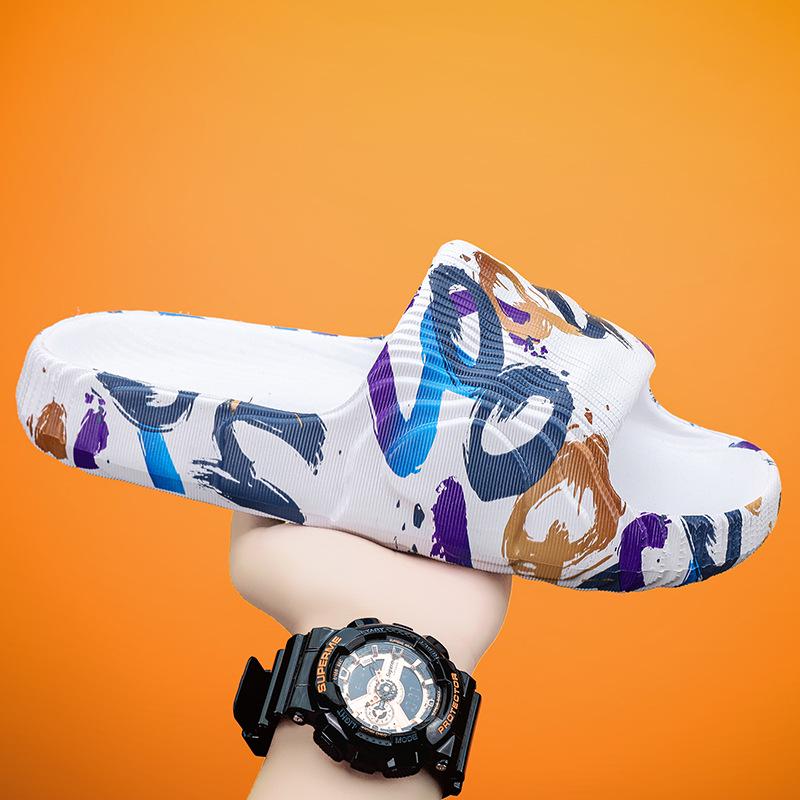 Men's Camouflage Plus Size Casual Sandals & Slippers - One-Strap Stepping Comfort for Beach & Everyday Wear.