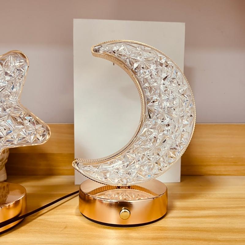 Bedroom Crystal Touch Dimming NightLight Girl Room Home Decorations Aesthetics USB Table 3D Moon Lamp