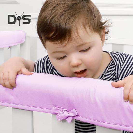 3Pcs Crib Rail Cover Reversible Crib Rail Edge Protector Soft Anti-Collision Teething Strip Universal Baby Crib Corner Guard Safety Bumper