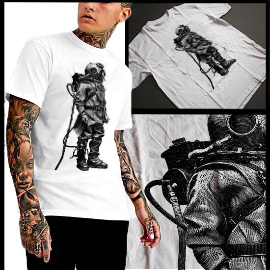 

Vintage Steampunk Deep See Diver T-shirt Fantasy Art Men Cotton Tee new 3XL