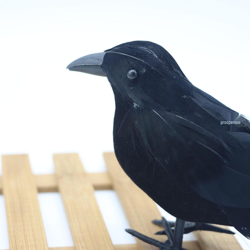 Halloween Flocked Black Crow Ornament - Party Decoration Prop Shirt