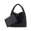 Woven Tote Bag Women Leather Large Capacity Composite Single Shoulder Bags Handmade