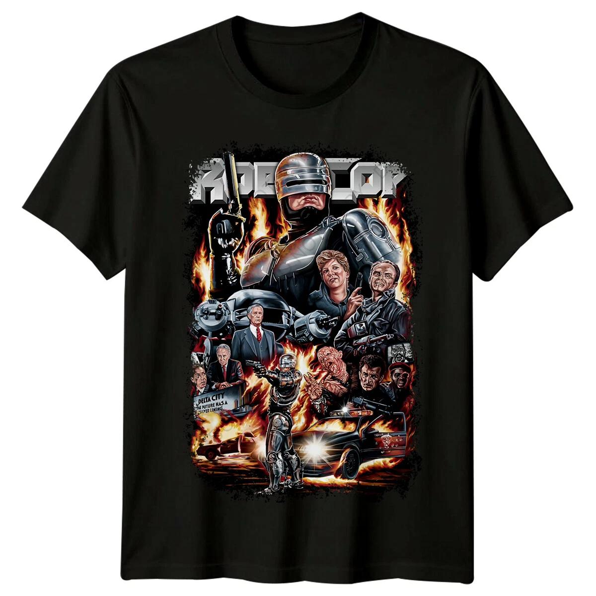

2026 New Year RoboCop 1987 Movie Poster Inspired Tshirt Retro 80s Tee Mens Round Neck Short Sleeve Tshirt M