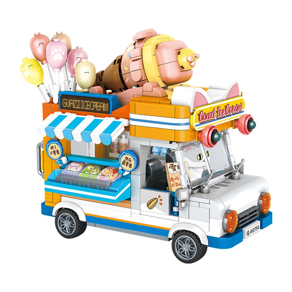 Cat Building Blocks For Kids Cute Cat Streetscape Puzzle Assembling Model Toys Desktop Decoration Birthday Gifts For Girls Boys