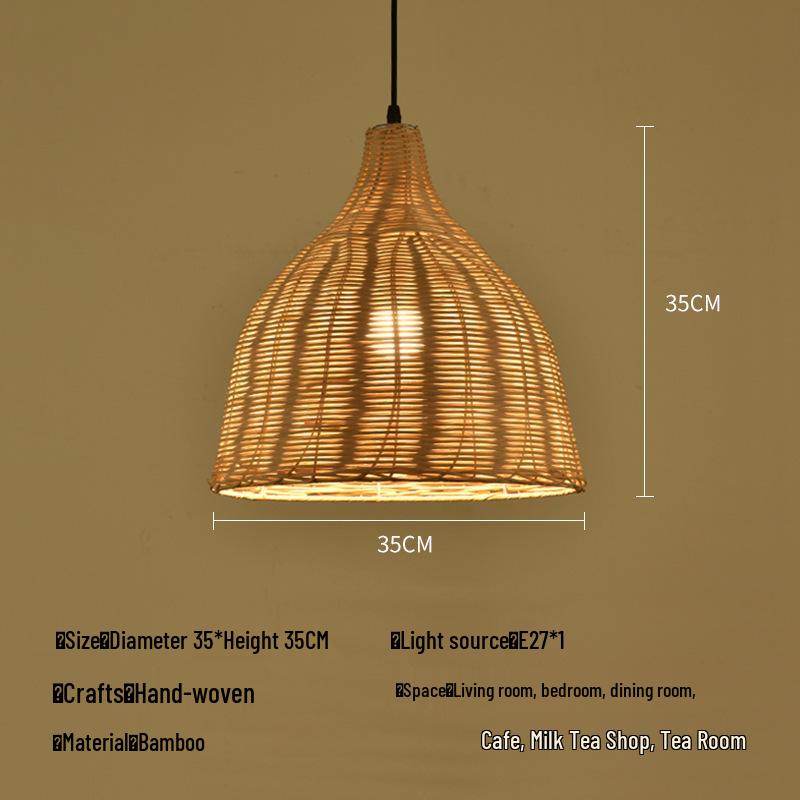 A8L Bamboo Pendant Lamp: New Chinese Zen Style, Rattan Woven Design, Ideal for Tea Rooms, Dining Areas & Teahouses with Japanese Antique Touch.
