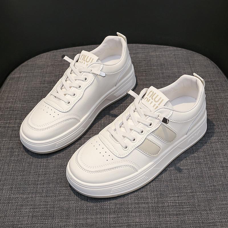 Leather White Shoes Women's Shoes Spring New Soft Bottom Slip-on Flat Pumps Casual Sneaker Women's Board Shoes