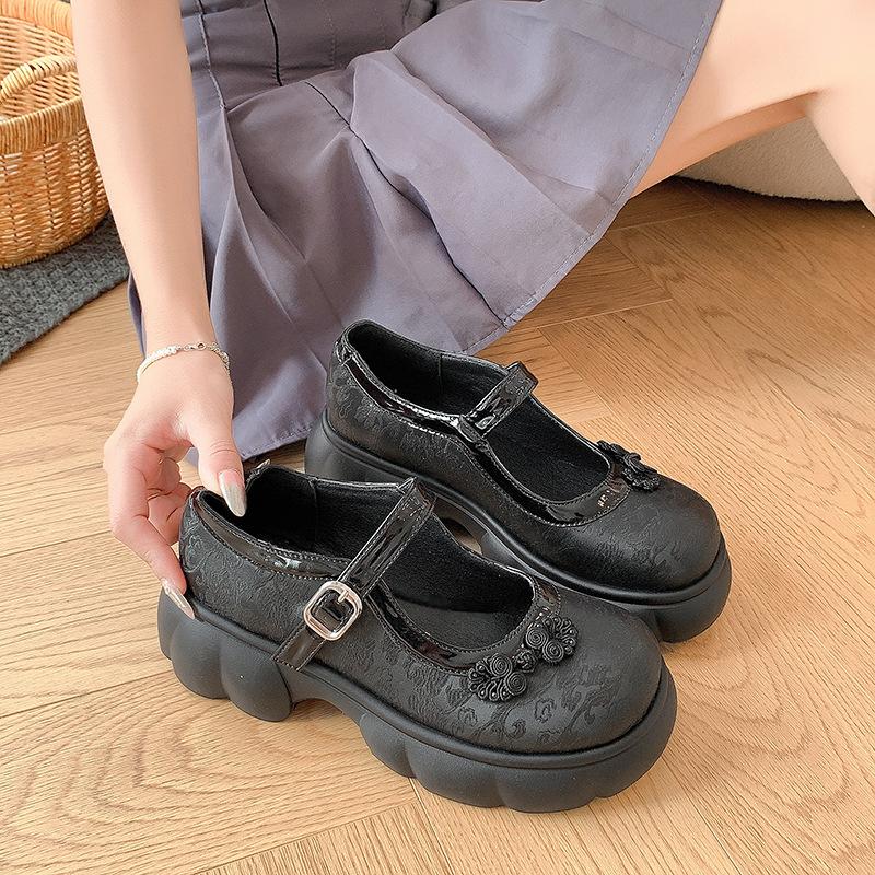 Platform Mary Jane Shoes Women'S College Style Small Leather Shoes Pork Kidney Shoes Coarse Heel Casual Shoes