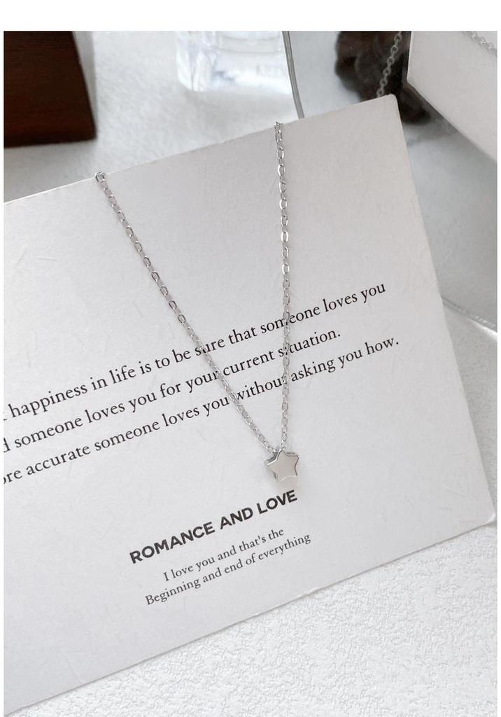 S999 Sterling Silver Five-Pointed Star Clavicle Necklace for Women - Simple Luxury Design