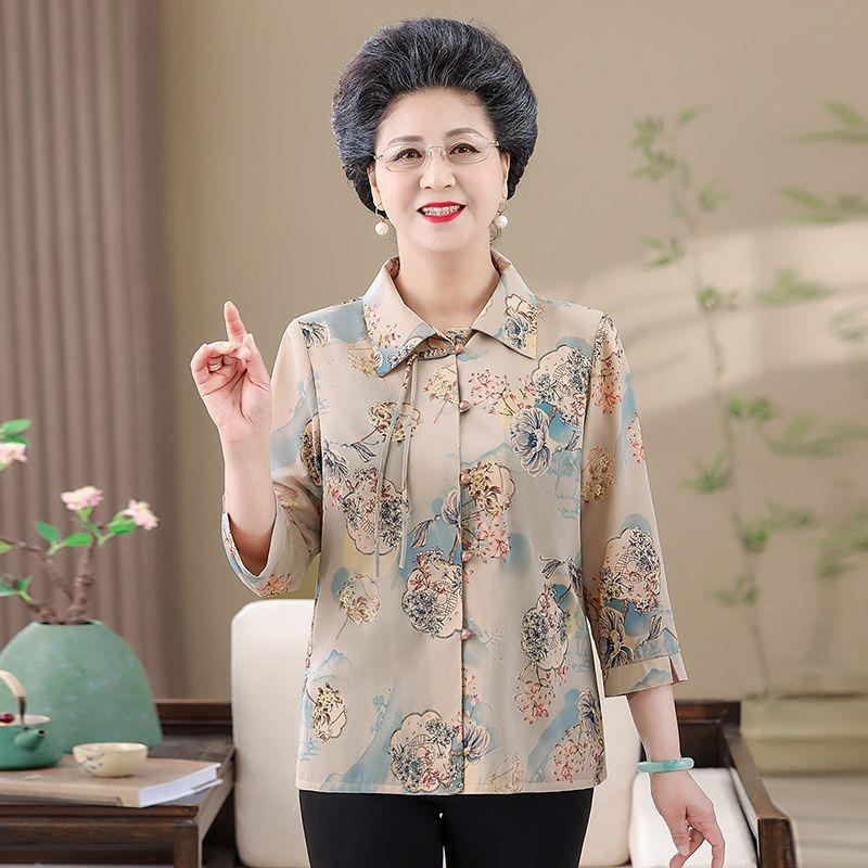 New Summer Shirts for Middle-aged and Elderly People Three-quarter Sleeve Summer Cardigan Shirts