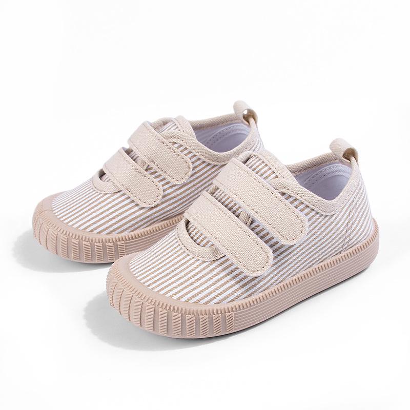 Çizgili Cırtcırtlı Kanvas Ayakkabı: Çocuklar İçin Unisex Yumuşak Tabanlı Bahar Spor Ayakkabıları