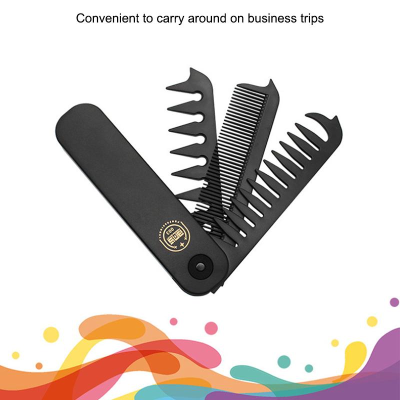 3 In 1 Folding Combs Plastic Wide Tooth Oil Head Comb Beard Combing Multifuncional Barber Hair Clipper Comb Styling Tools