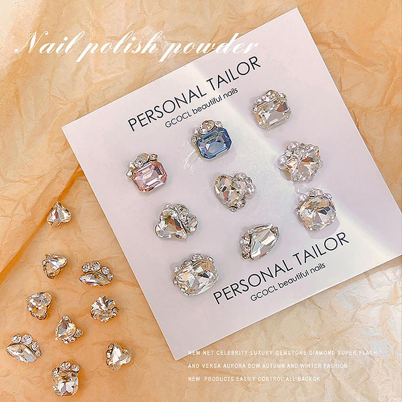 10Pcs/lot Nail Charms Jewelry Luxury Nail Parts Gems Stones Crystal Rhinestones Nail Art Decoration Accessories