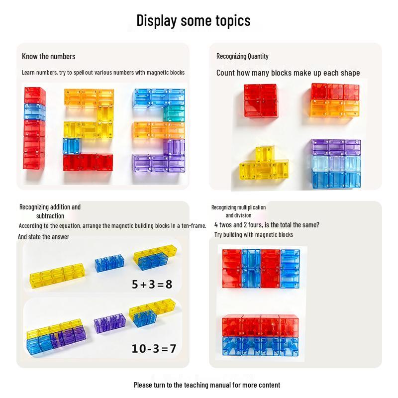 Transparent Geometric Magnetic Cubes: Colorful Educational Building Blocks for Early Learning.