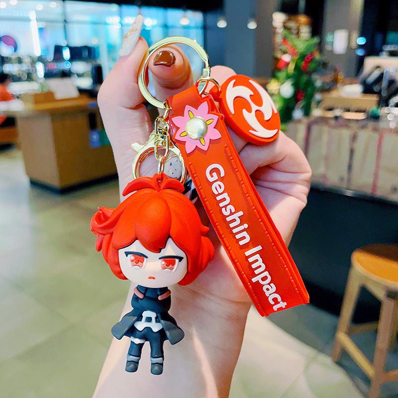 Portachiavi in ​​silicone con simpatico personaggio di Genshin Impact, adorabile statuetta in PVC per borse e telefoni.