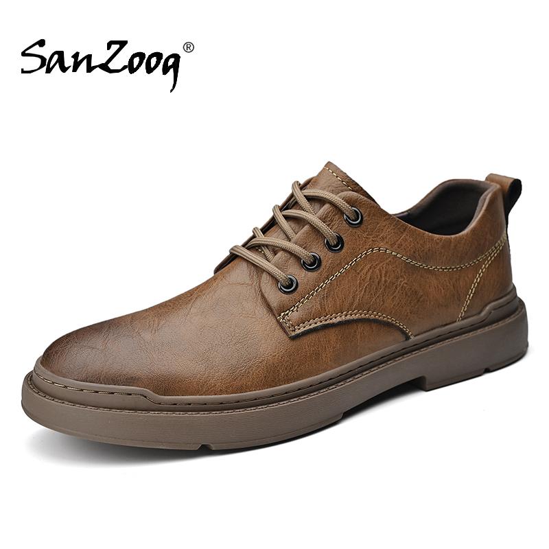 Frühling Herbst Lässige Herren Retro Lederschuhe Mode Britischer Stil Rutschfest Chaussure Homme Cuir Luxusmarke Designer