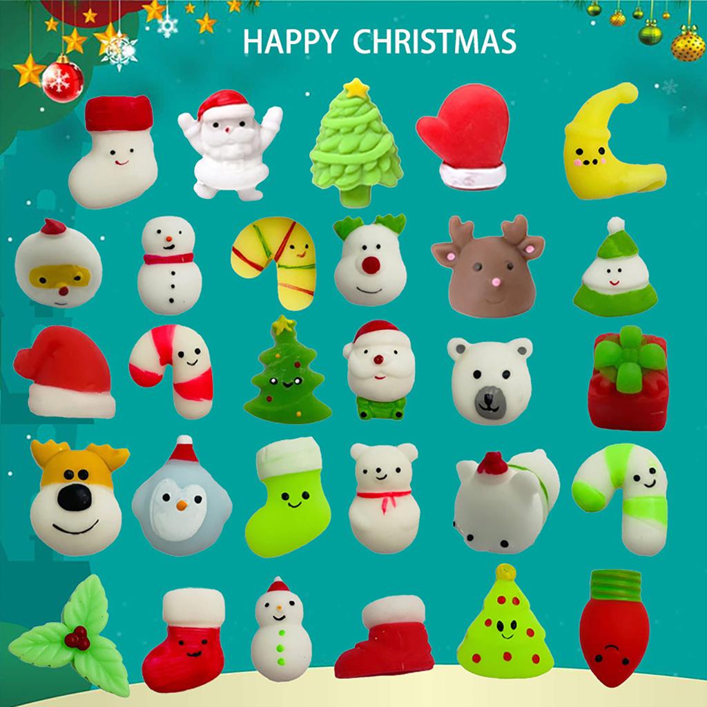 Christmas Group Squeezing And Kneading Tpr Soft Rubber Santa Claus Snowman Decompression Toy Set