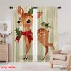 2pcs 2D flat printing Merry Christmas Popular Curtain Christmas reindeer Polyester Without Electricity Birthday Party for