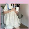 Ensemble de pyjama d'été pour fille avec col poupée et imprimé floral en soie de lait pour un confort douillet à la maison et pendant le sommeil