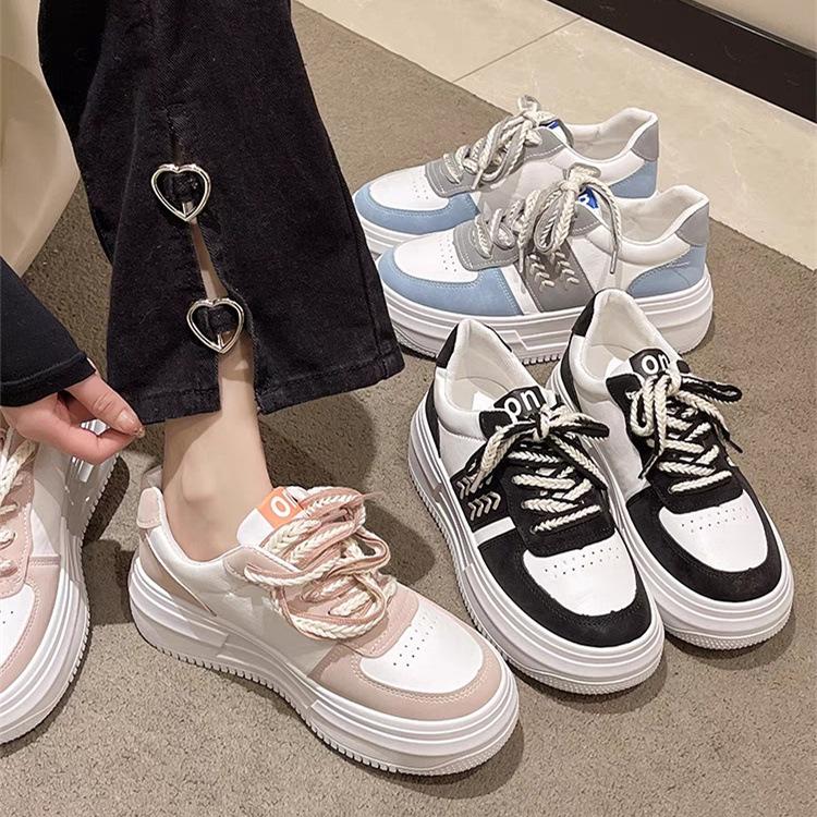 Popular platform white shoes women's spring and summer versatile ins tide board shoes 2025 new niche height-increasing casual sports shoes