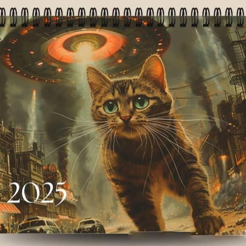 Cosmic 2025 Cat Calendar Fashion Spiral Living Room Wall Decoration Calendar