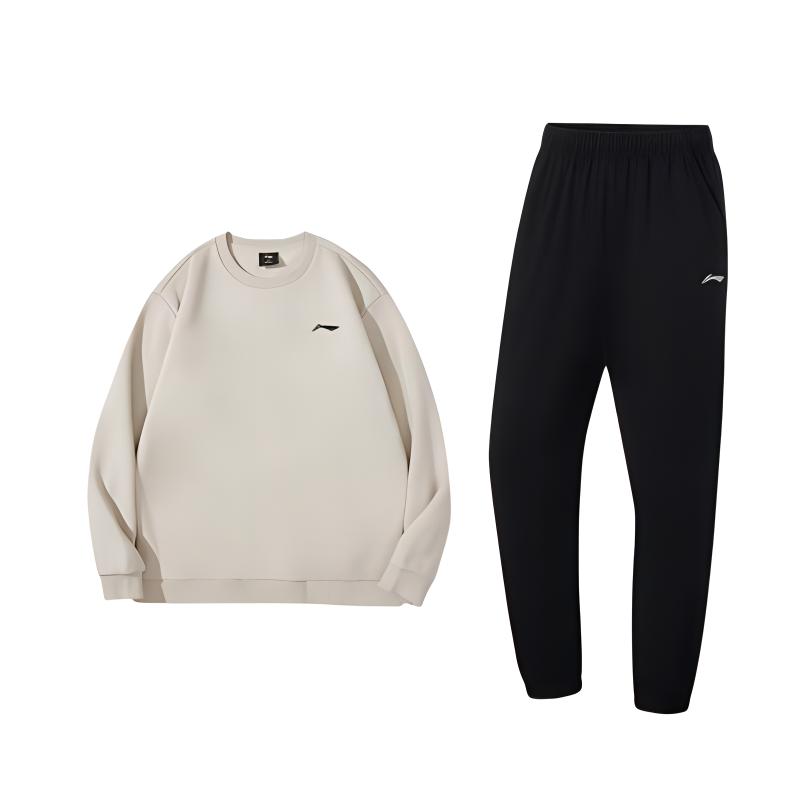 

Li Ning Серия Спортивный Стиль Минималистичный Логотип Удобная Толстовка с Длинным Рукавом Манжеты Универсальные Длинные Брюки Повседневный Спортивный Костюм AWDTD+AKLT541-2 XXXL