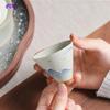 Hand-painted Landscape Hats Teacups Kung Fu Tea Set Grass Ash Ceramic Underglaze Color Tasting Tea Single Cups Ceramic Tea Cup