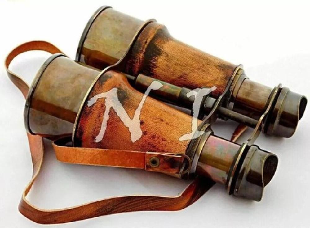Vintage Binocular Folding Monocle Telescope Spyglass Solid Brass Antique Finish