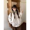 Unisex Hemp Grey Fur-Collar Mountain Jacket - Winter Thick Heavyweight Hooded Coat 