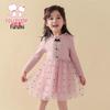 Girls' Sweet Mesh Knit Princess Dress