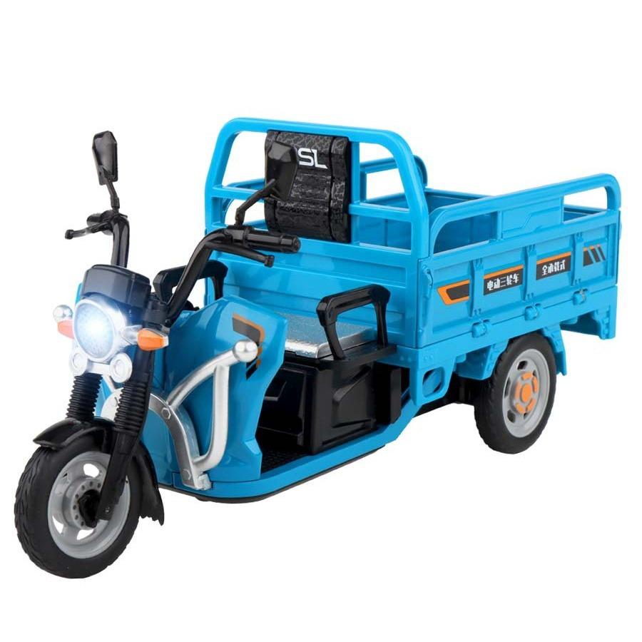 

1/12 Санбэнцзы Сплав Трехколесный Мотоцикл Модель Литой Металл Электрический Трехколесный Велосипед Транспортное Средство Модель Звук и Свет Детская Игрушка Подарок синий