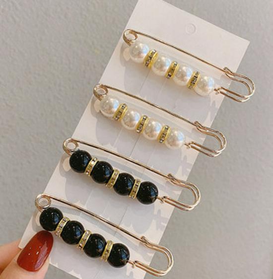 Pearl Button Brooch for Waistband Adjustment - Women's Pin to Secure and Shape Skirts or Pants