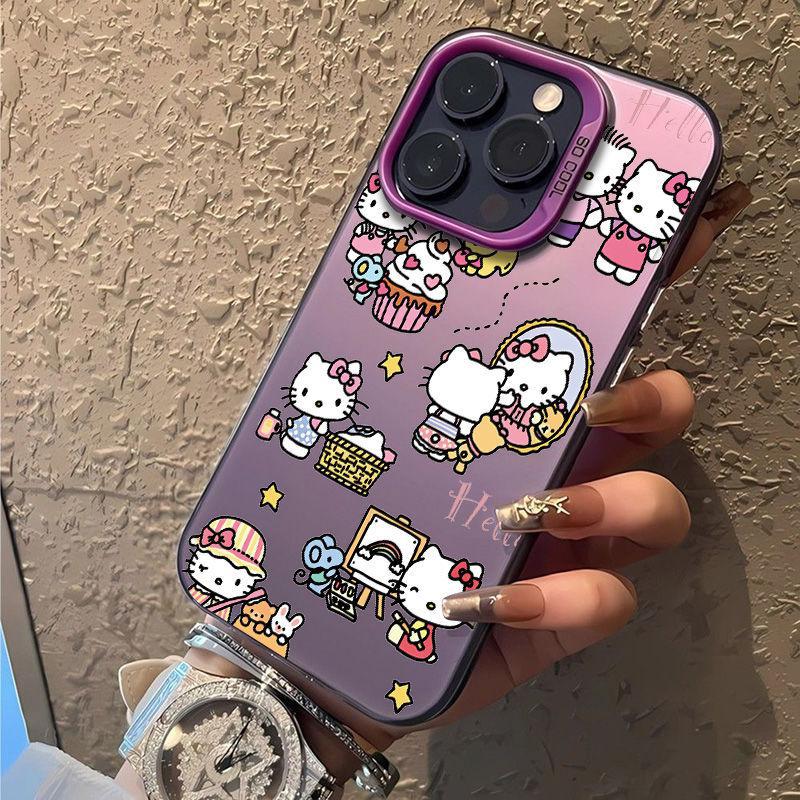Applicable to Apple 11 mobile phone case iPhone11/11Pro cartoon color silver hard case Huawei p11 full screen kt cat