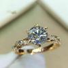 Ladies' Engagement Ring, Set with Round Synthetic Zircon, Elegant and Eye-catching Jewelry, Daily Wear, Birthday Gift