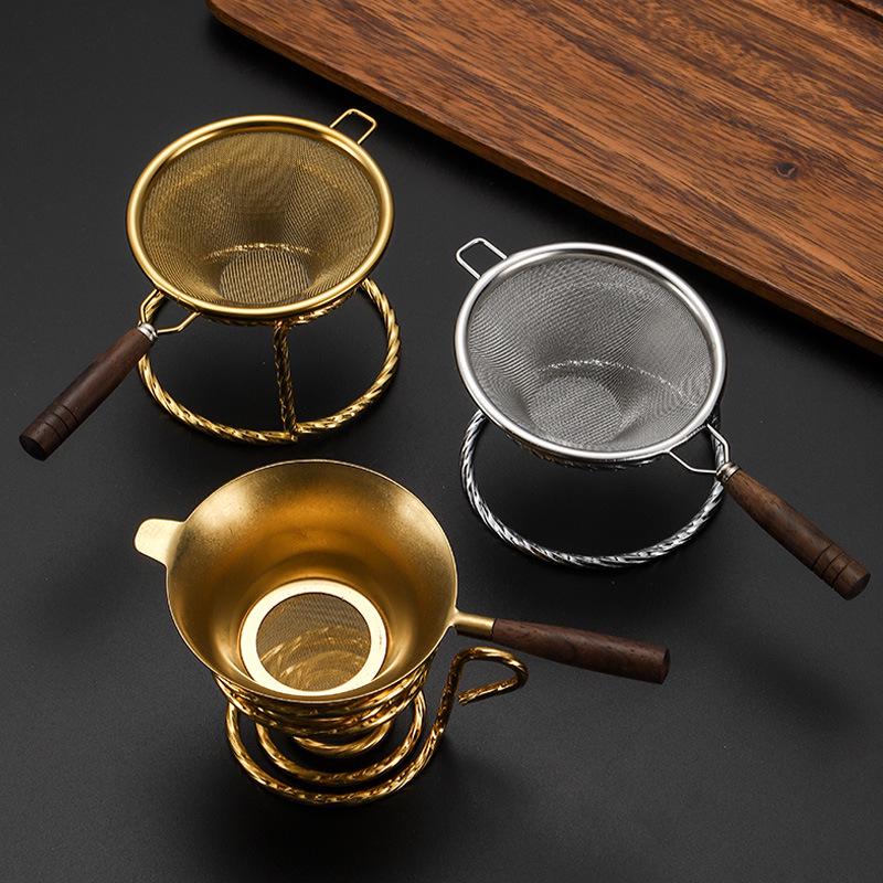 Stainless Steel 304 Tea Infuser with Japanese Wooden Handle - Gongfu Tea Set Accessory