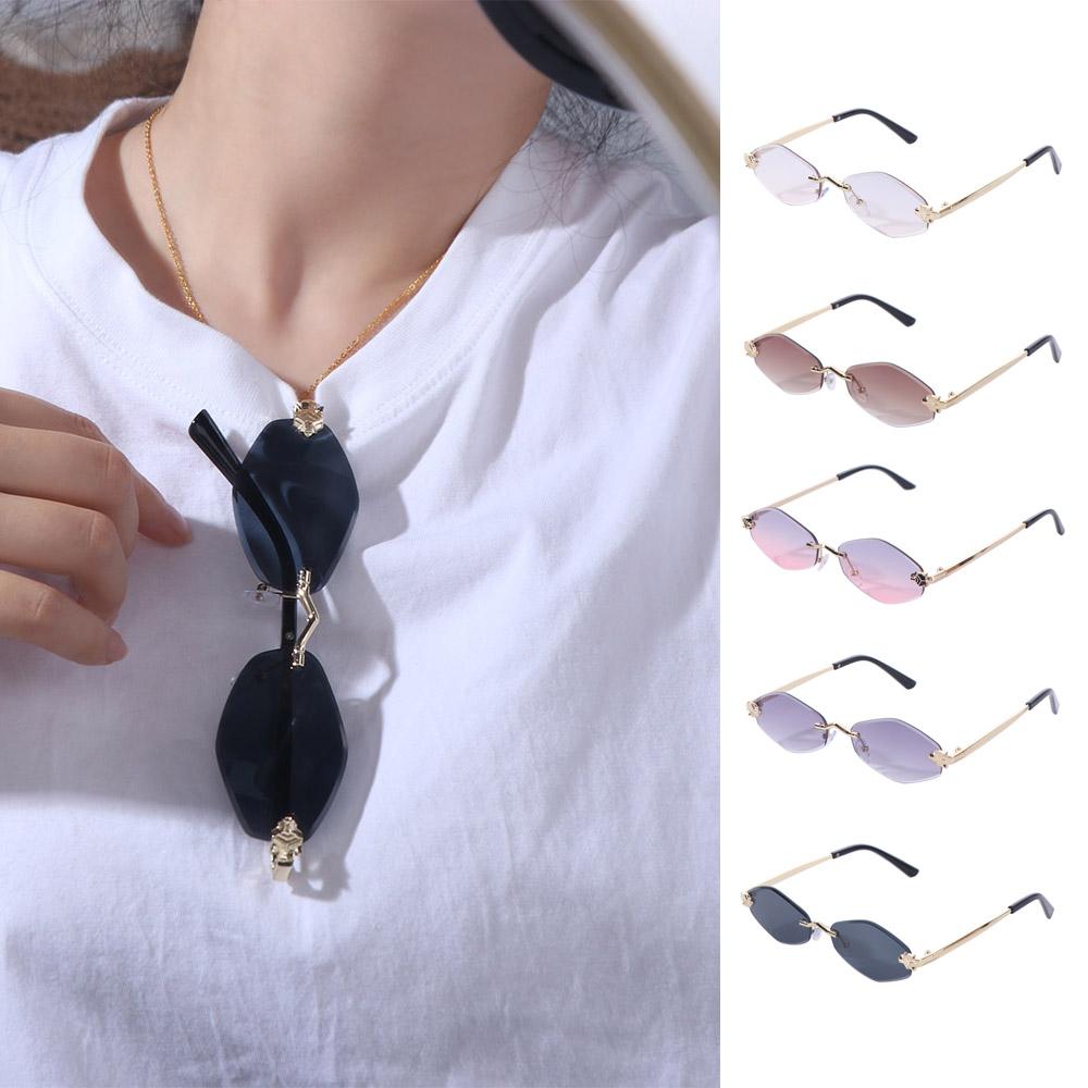 Frameless Polygonal Cycling Sunglasses UV400 Outdoor Sport Sunglasses Streetwear