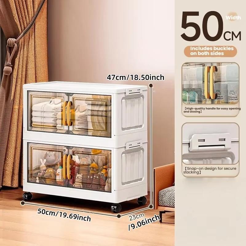 Double-door Living Room Storage Cabinet Folding Floor-standing Storage Box No Installation Required Simple Storage Cabinet