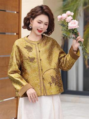 2026 New Arrival: High-End Chinese Style Embroidery Jacket for Moms, Suitable for Spring and Autumn for Middle-Aged and Elderly Women, Short Style