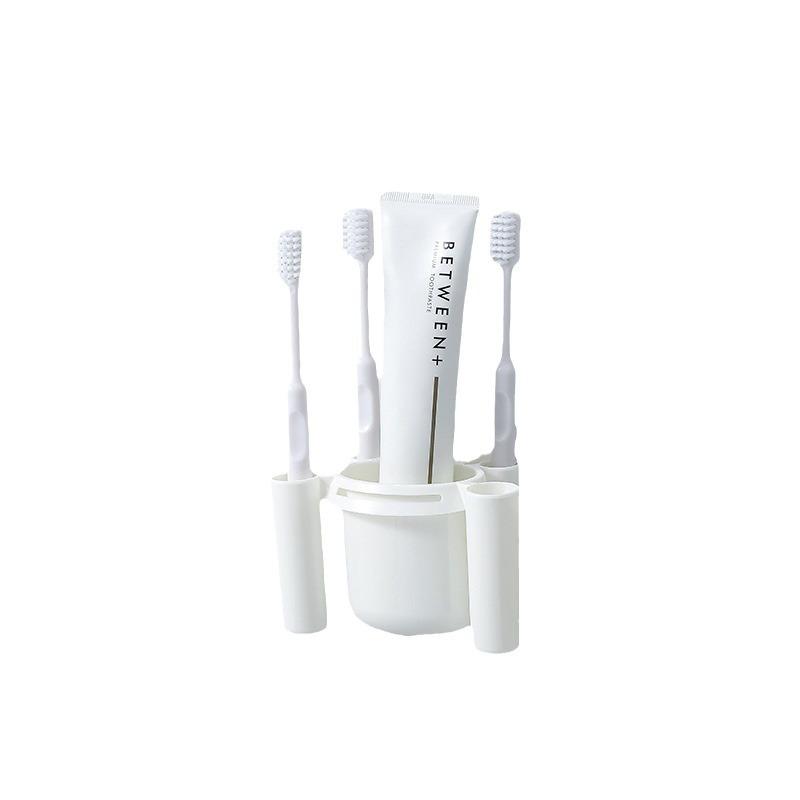 Wall-Mounted Punch-Free Bathroom Toothbrush and Toothpaste Holder Organizer Rack