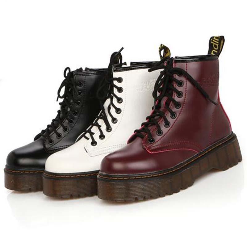 High Quality Platform Autumn and Winter Add Cotton Warm Motorcycle Boots Women's Punk Ankle Boots Size 35-40 C062