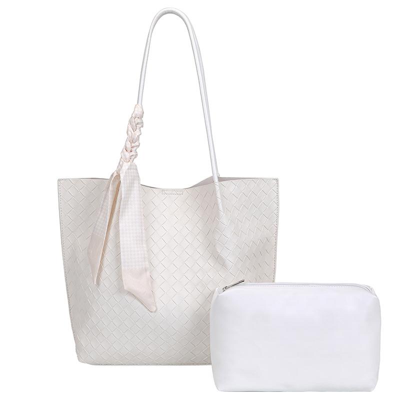 Large-capacity commuter tote bag, high-end woven mother-and-daughter bag, 2024 new model, college student shoulder bag for women