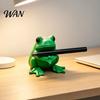 Cute Frog Desk Accessory 3D Printed Pen Holder, Bright Green Stand with Pen-Grabbing Structure, Playful Decor Anti-Slip Desktop Organizer for