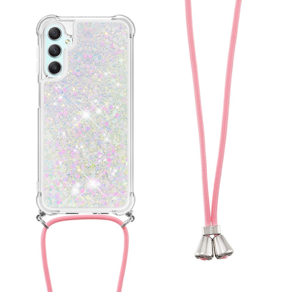 

Для Samsung Galaxy A24 4G (162,1 x 77,6 x 8,3 мм) Чохол з ТПУ з дизайном «Рухомий пісок» для телефону зі шнурком Laser/Hearts