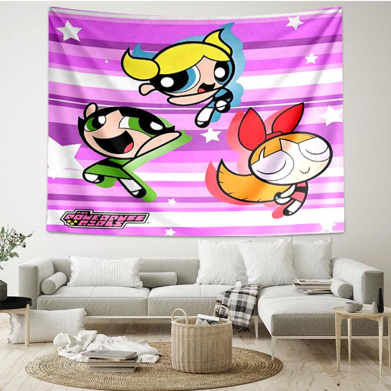 The Powerpuff Girls Print Tapestry - Portable Wall Decor Cloth, for Home, Dorm, Travel, Bedroom, Living Room - Ideal Birthday Housewarming Gift