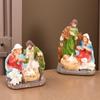 Décoration de Noël en Résine Faite à la Main - Statue de Famille à Trois Membres avec Ornement de Jésus pour Bureau Cadeau de Fête