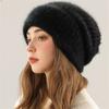 Fashion Women's Autumn and Winter Knitted Thickened Warm Thickened Women's Hat Big Head Circumference Ear Protection Plush Hat